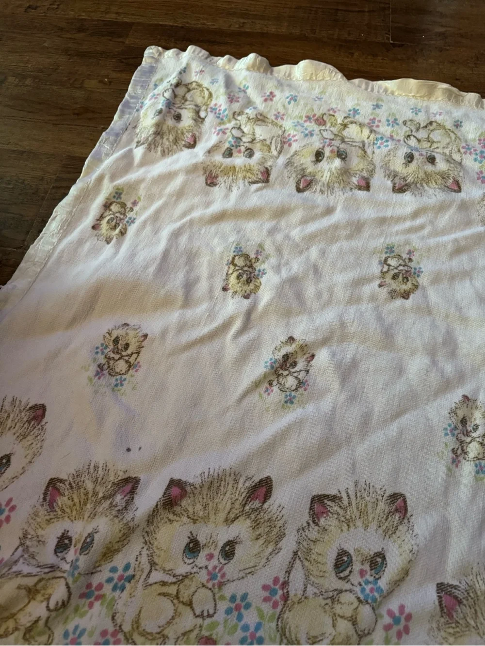 Vintage 1960-1970 kitty baby blanket